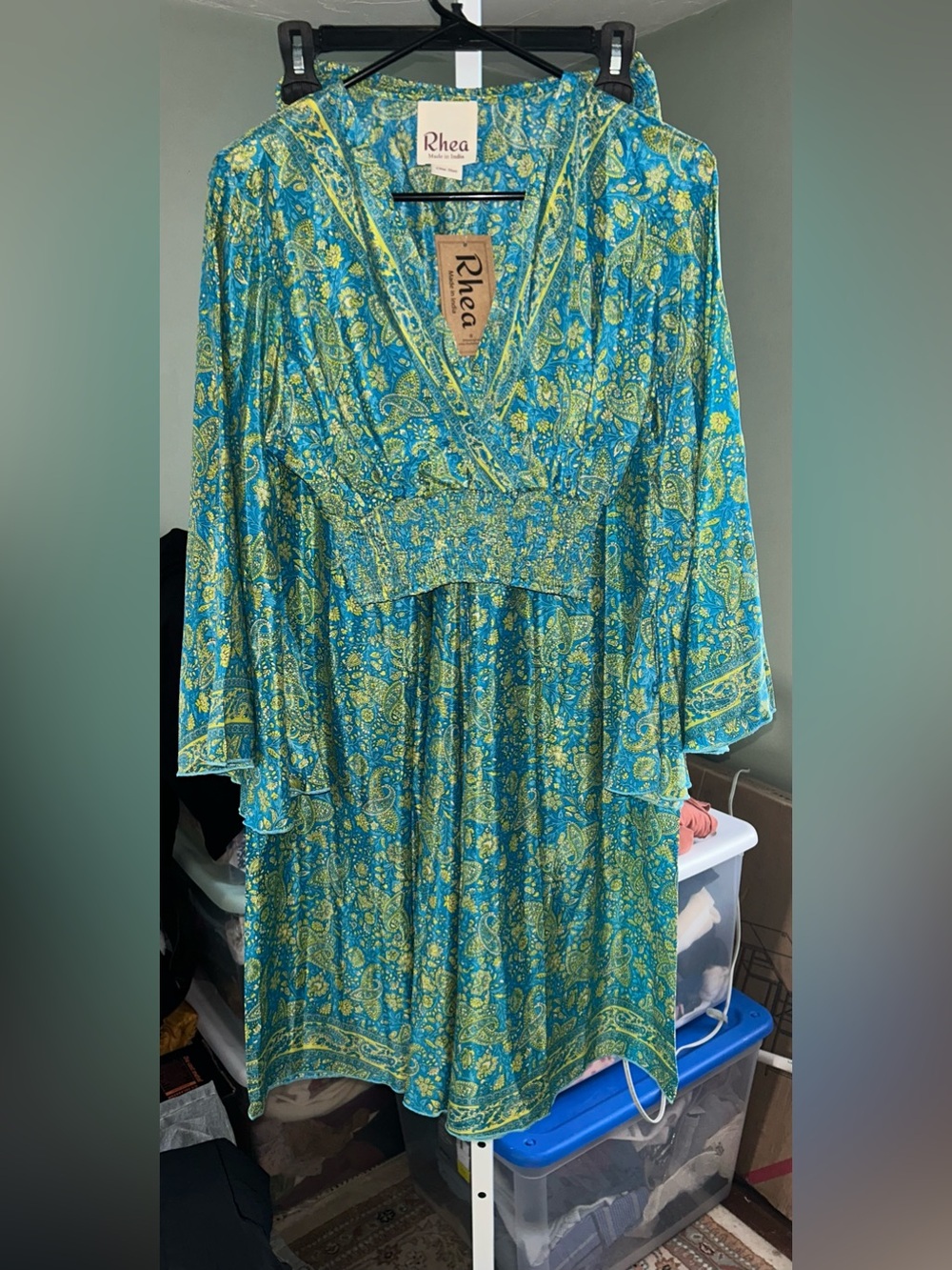 Rhea Wide Leg & shirt Set in Aqua & Yellow
